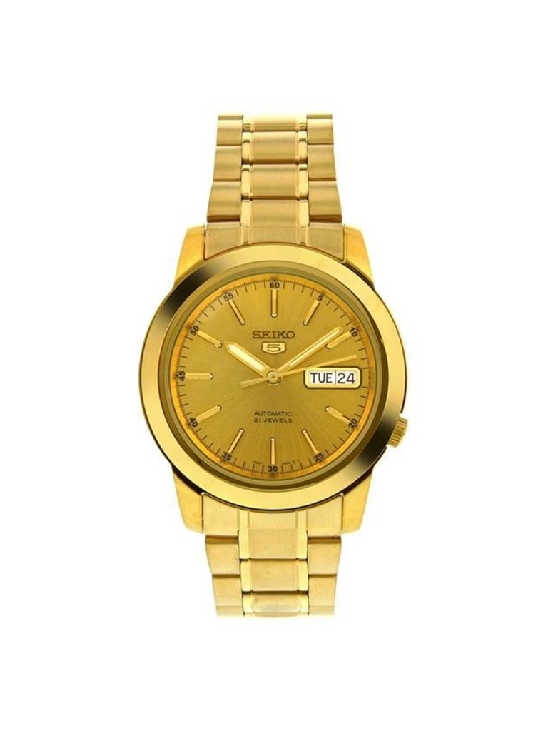 Nwt Seiko 5 Automatic Champagne Dial Yellow GoldTone Mens Watch